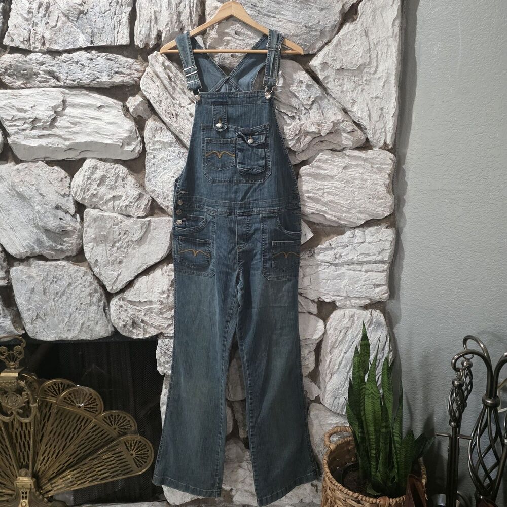 Vintage Apollo Jeans Denim Overalls Wideleg Women's Size L Cellphone Holder